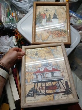 Donna Elias "Thomas Point Lighthouse" nautical chart art print 2 Piece Set